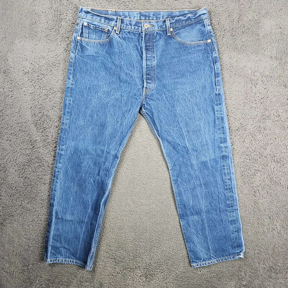 Levis 501 Mens Blue Jeans 40x30 Original Fit Button Fly Medium Wash‎ 00501-0000